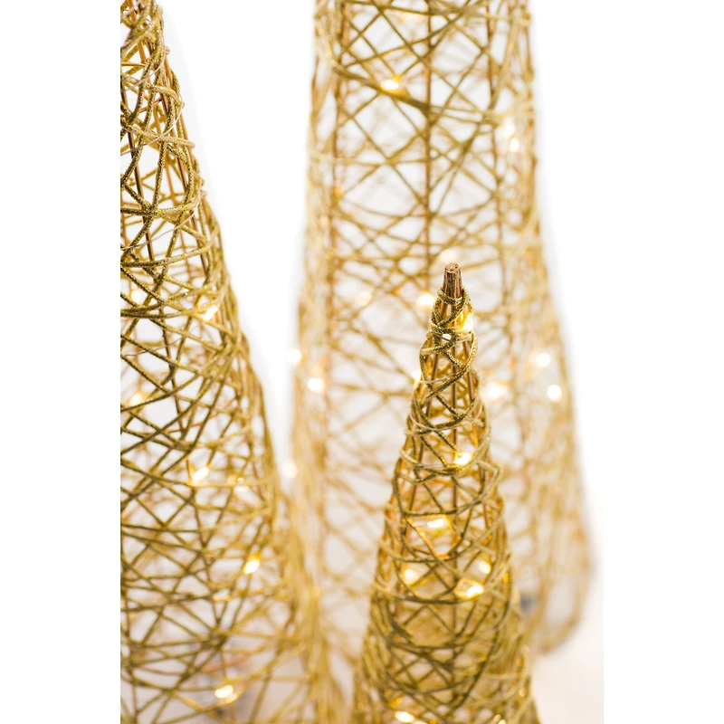 Gold Cone Iluminated Tree Set