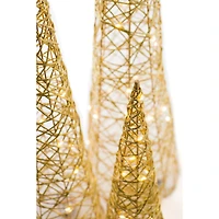 Gold Cone Iluminated Tree Set