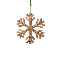 Hanging Smokey Wood Classic Snowflake Decoration, Pack of 2
