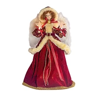 Victorian Angel Tree Topper with White Fluffy Feathers