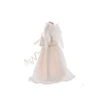 Cime de sapin ange classique illuminée en tissu ivoire