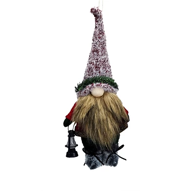 Hanging Plaid Red and Brown Cloth Gnome Ornament, Pack of 2