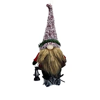 Hanging Plaid Red and Brown Cloth Gnome Ornament, Pack of 2