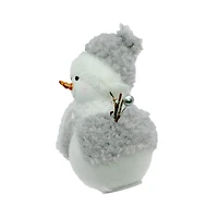 and White Cloth Happy Snowman with Fuzzy Coat