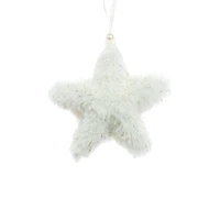 Hanging White Cloth Fuzzy Star Ornament, Pack of 12
