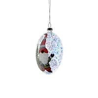 Flat Clear Glass Ball Gnome and Candy Cane Ornaments, Pack of 3