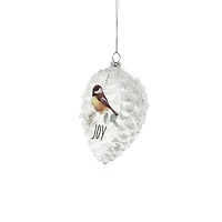 Ornements pommes de pin en verre clair avec mésange perchée, ensemble de 3