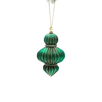 Green and Gold Glass Riveted Onion Ornament Gold Trim, Pack of 3