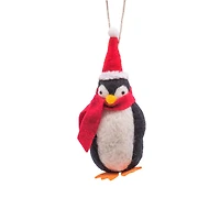 Hanging Black and White Wool Penguin Ornament, Pack of 3