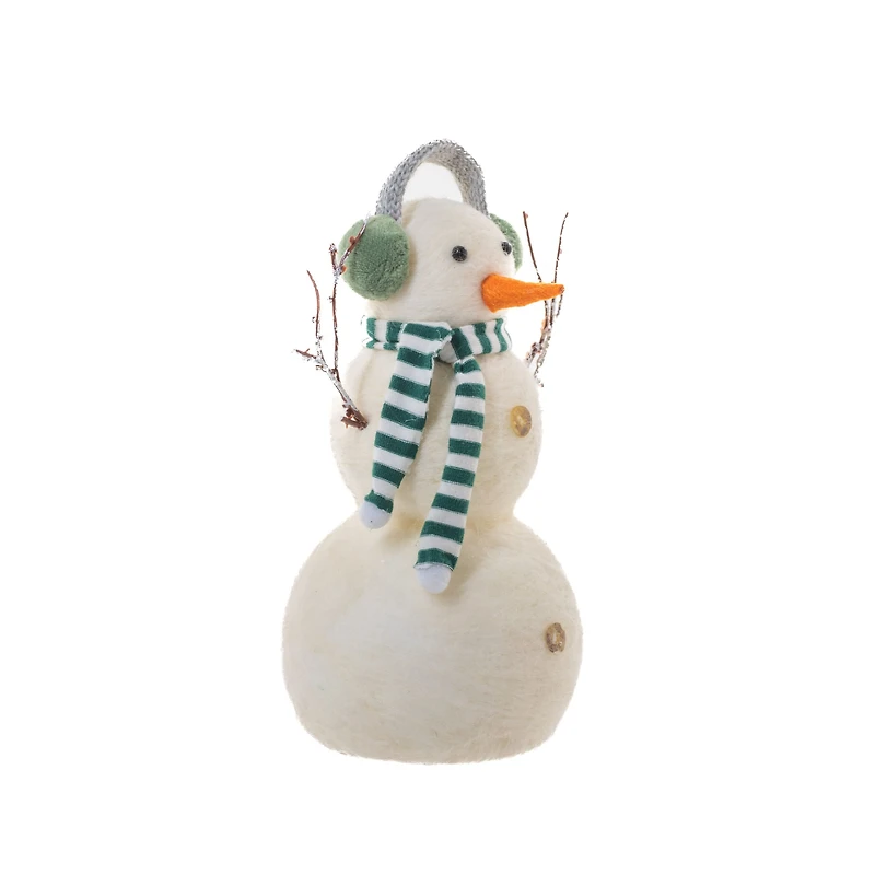 White Polylon Big Brother Snowman Green Earmuffs and Scarf, Pack of 2