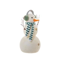 White Polylon Big Brother Snowman Green Earmuffs and Scarf, Pack of 2