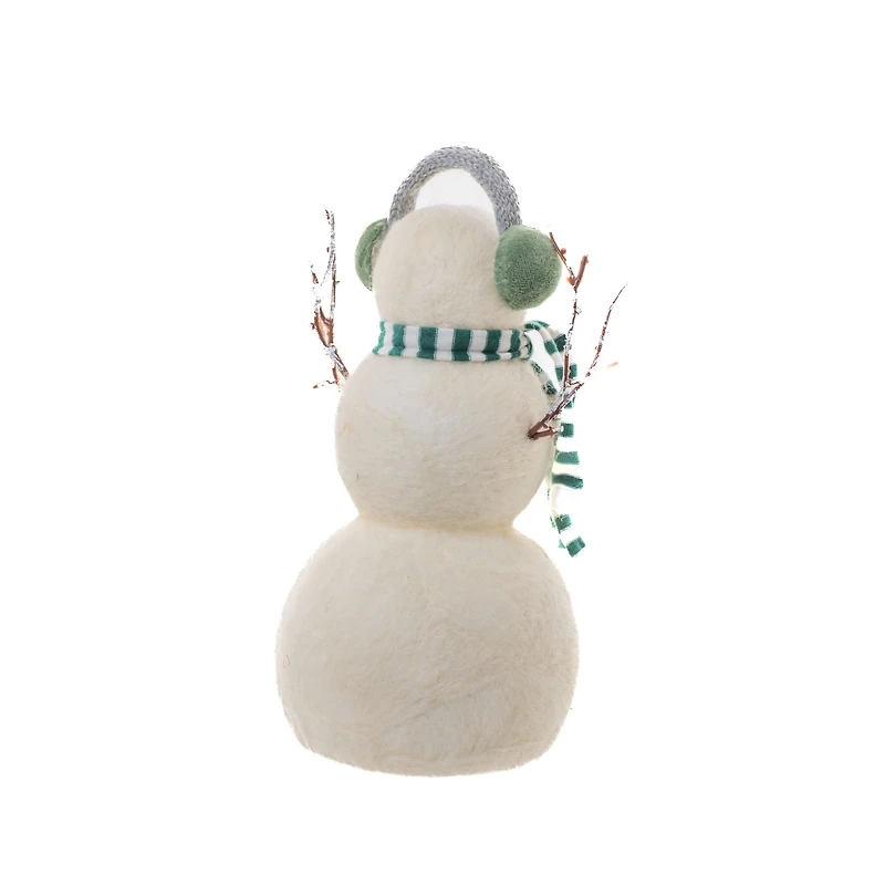 White Polylon Big Brother Snowman Green Earmuffs and Scarf, Pack of 2
