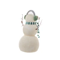 White Polylon Big Brother Snowman Green Earmuffs and Scarf, Pack of 2