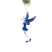Clear Plastic Sassy Fairy Ornament Glittering Blue Wings, Pack of 6