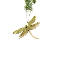 Hanging Gold and Cream Plastic Dragonfly Ornament, Pack of 8