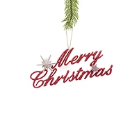 Red and White Plastic Merry Christmas Ornament, Pack of 6