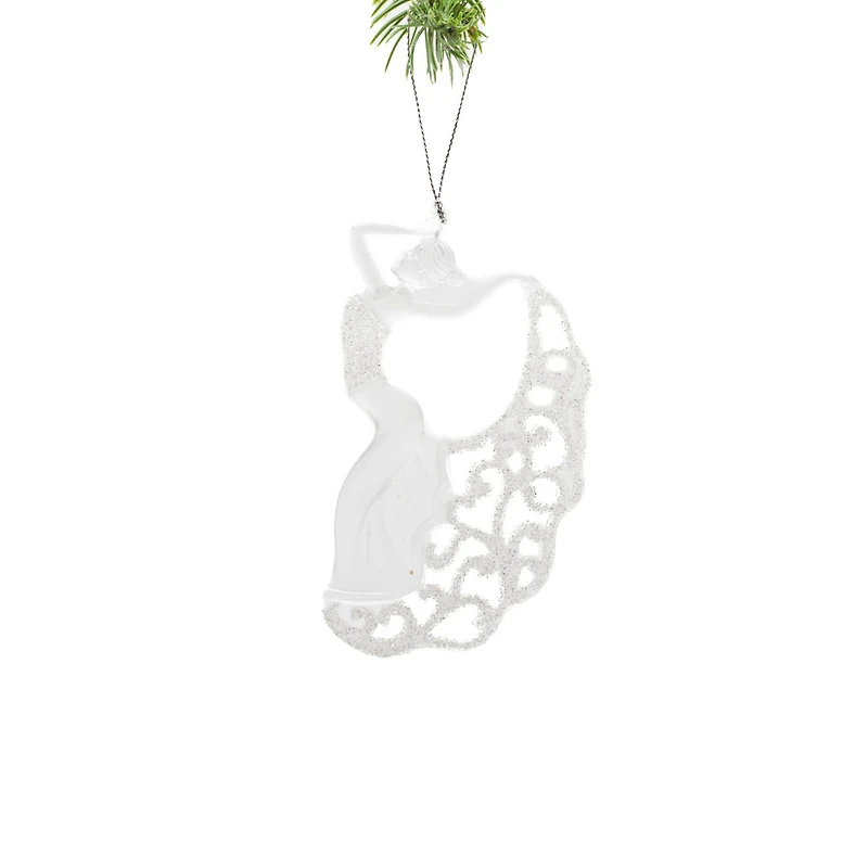 Ornements danseuses suspendus en plastique transparent avec robe scintillante, ensemble de 6