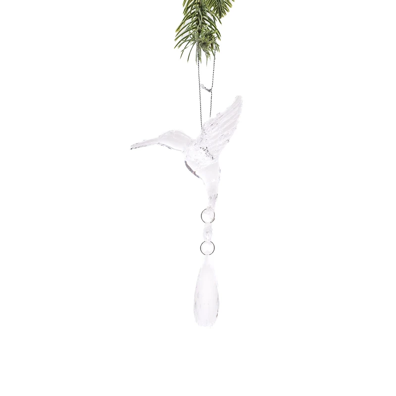 Hanging Clear Plastic Hummingbird Ornament, Pack of 6