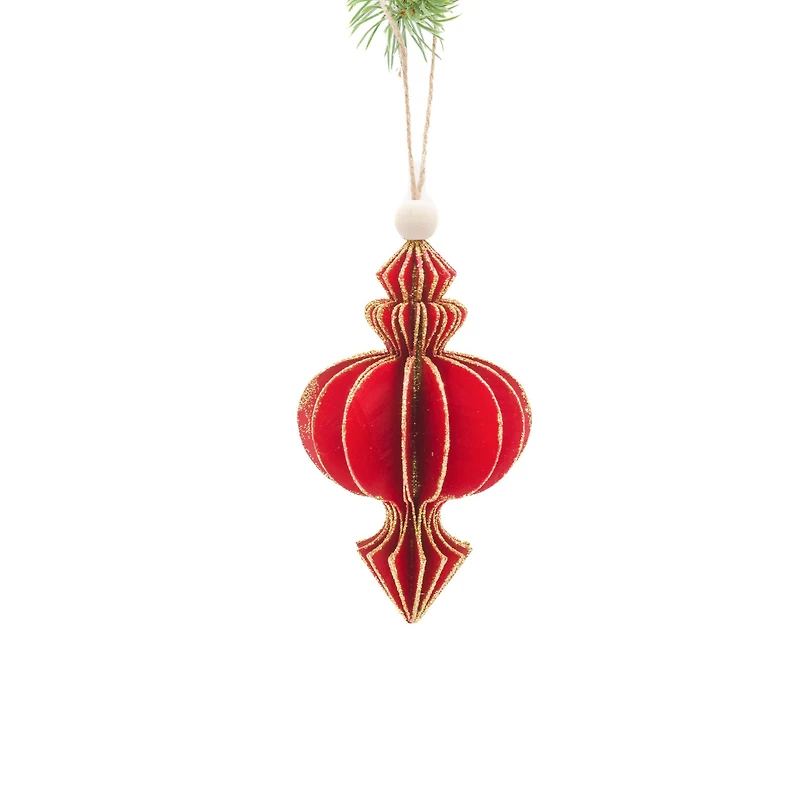 Red Cardboard Paper Onion Ornament Gold Trim, Pack of 8