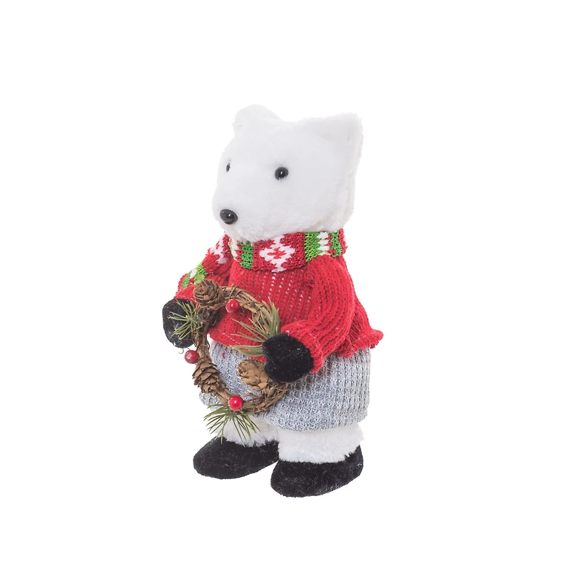 Red and Cream Furry Polar Bear Figurine, Pack of 2