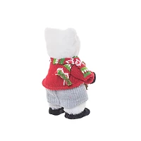 Red and Cream Furry Polar Bear Figurine, Pack of 2