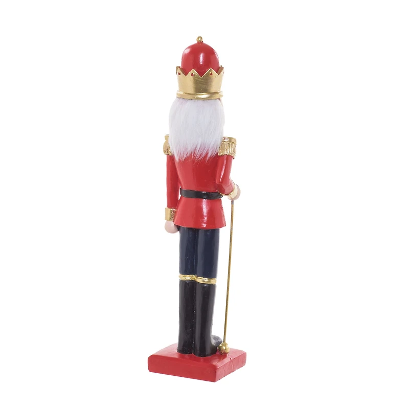 Red and Gold Resin Nutcracker Figurine with Staff