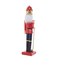 Red and Gold Resin Nutcracker Figurine with Staff
