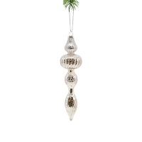 Splotched Platinum Glass Bulbed Finial Ornament, Pack of 2