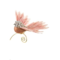 Clip-On Beaded Puce and Copper Bird Ornaments, Pack of 6