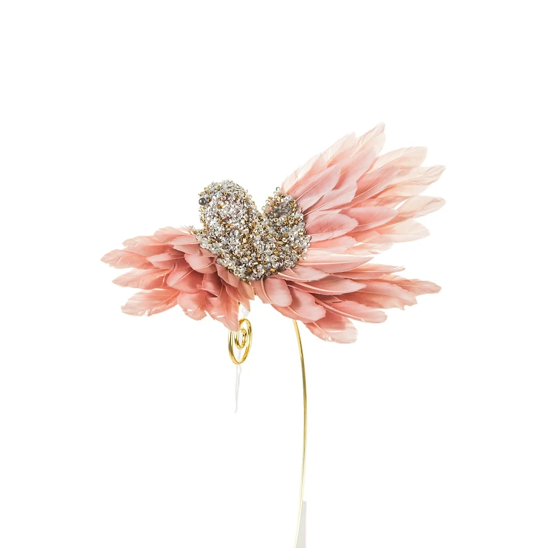 Clip-On Beaded Puce and Copper Bird Ornaments, Pack of 6