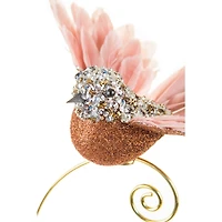 Clip-On Beaded Puce and Copper Bird Ornaments, Pack of 6