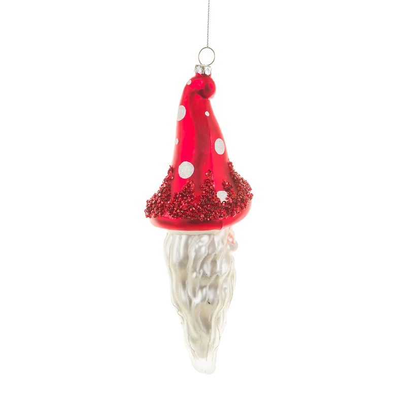 Hanging Red Glass Santa Ornament with Mushroom Hat, Pack of 3