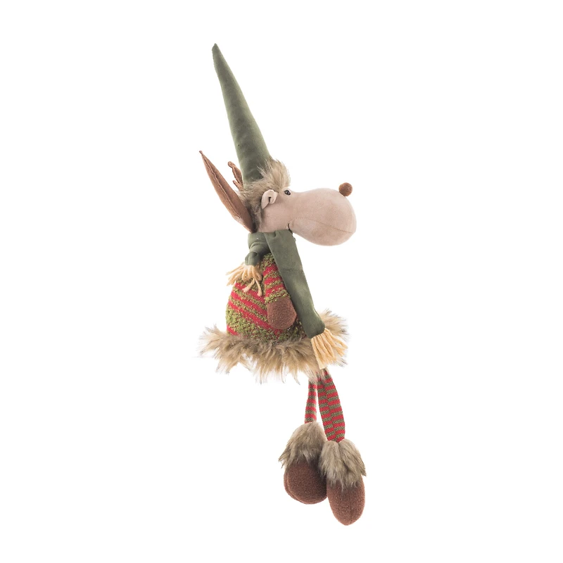 Tartan Beige and Red Cotton Reindeer Figurine, Pack of 2
