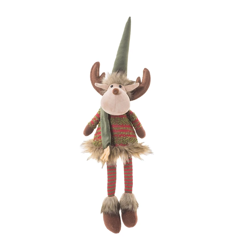Tartan Beige and Red Cotton Reindeer Figurine, Pack of 2