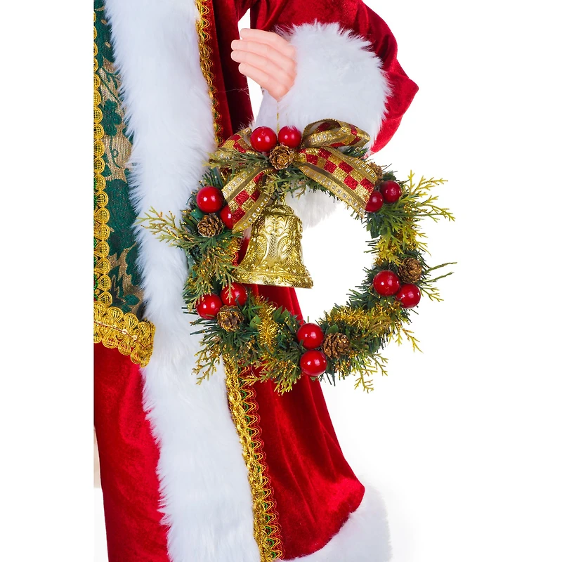 Velveteen Red Fabric Santa Claus Figurine with Gifts