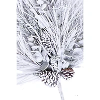 Hangable Flocked White and Green Pvc Teardrop Swag with Pinecones