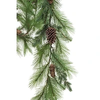 Green Plastic Mixed Pine Garland with Pinecones