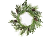 Green Plastic Mixed Pine Wreath with Pinecones