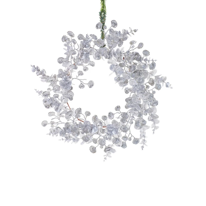 Silver Plastic Eucalyptus Wreath