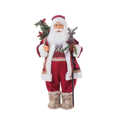 Plaid Red Cloth Woodsman Santa Figurine