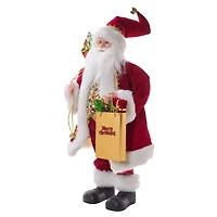 Red and White Cloth Shopping Santa Figurine with Gift Bag