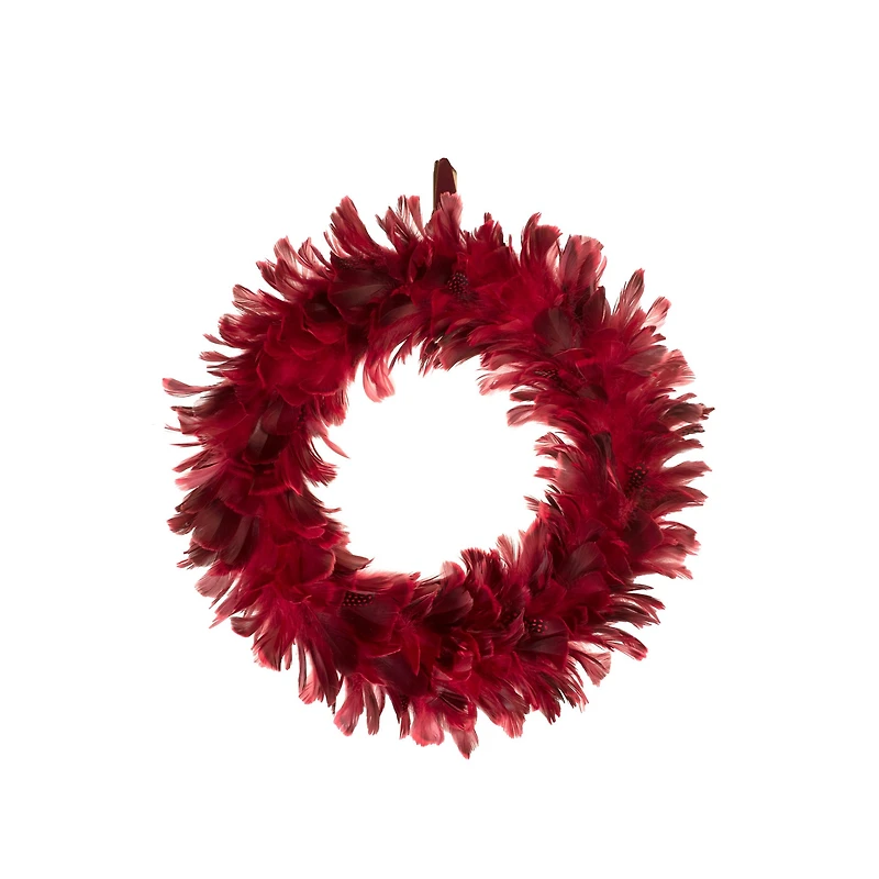 Hanging Burgundy Feather Wreath