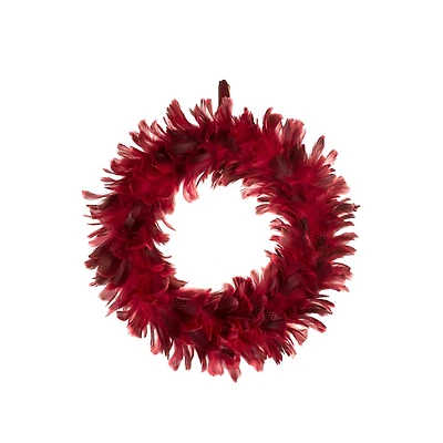 Hanging Burgundy Feather Wreath