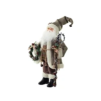 Rustic Santa Figurine with Staff and Wreath