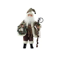 Rustic Santa Figurine with Staff and Wreath