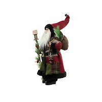 Red and Brown Cloth Forest Santa Figurine with Patchwork Coat