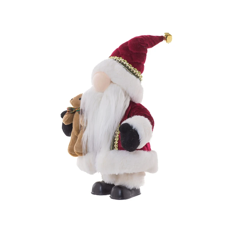 Gnome Santa Figurine with Teddy Bear