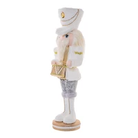 Striped White and Gold Cloth Drummer Nutcracker