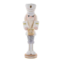 Striped White and Gold Cloth Drummer Nutcracker