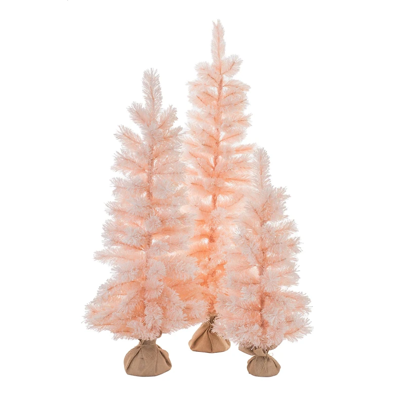Pastel Pink Pvc Three Piece Tree Set with Burlap Base